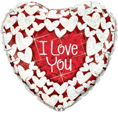 PALLONCINO MYLAR CUORE LOVE YOU GLITTERATO 91CM