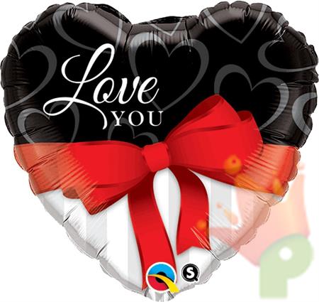 PALLONCINO MYLAR CUORE LOVE YOU CON FIOCCO 46CM