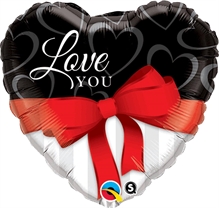 PALLONCINO MYLAR CUORE LOVE YOU CON FIOCCO 46CM