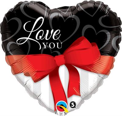 PALLONCINO MYLAR CUORE LOVE YOU CON FIOCCO 46CM