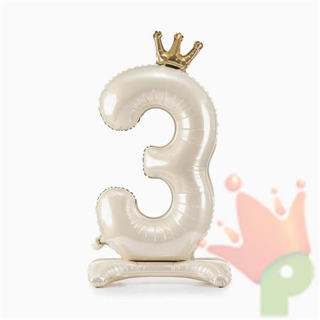 PALLONCINO MYLAR NUMERO 3 CREMA 84CM