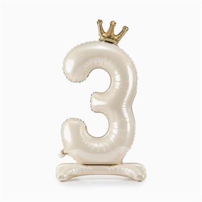 PALLONCINO MYLAR NUMERO 3 CREMA 84CM