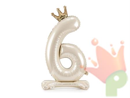 PALLONCINO MYLAR NUMERO 6 CREMA 84CM