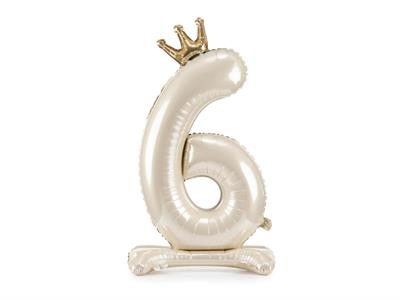 PALLONCINO MYLAR NUMERO 6 CREMA 84CM