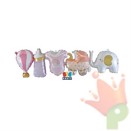 GHIRLANDA DI PALLONCINI BABY ROSA 97X29CM
