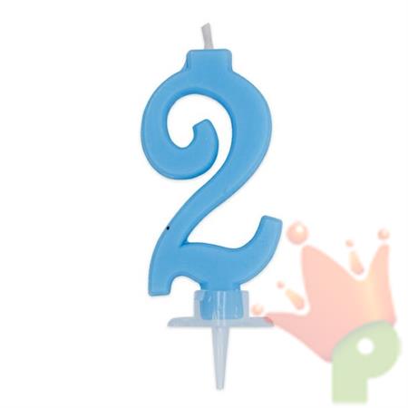 CANDELINA NUMERO 2 CERA ITALIC CELESTE 7CM