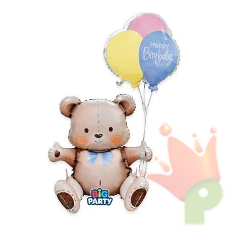 PALLONCINO MYLAR 3D BIRTHDAY BEAR 41X76X31CM
