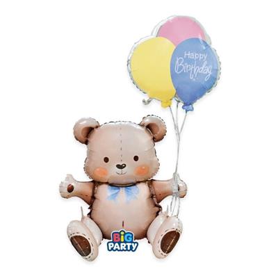 PALLONCINO MYLAR 3D BIRTHDAY BEAR 41X76X31CM