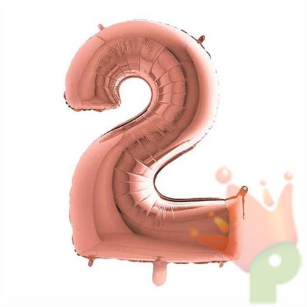 PALLONCINO MYLAR NUMERO 2 ROSE GOLD 100CM