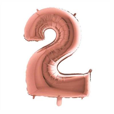 PALLONCINO MYLAR NUMERO 2 ROSE GOLD 100CM