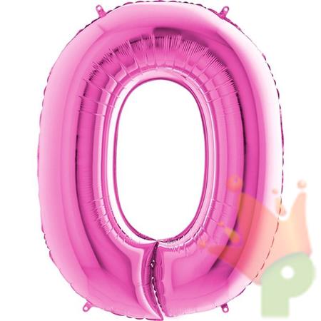 PALLONCINO MYLAR NUMERO 0 FUCSIA 100CM