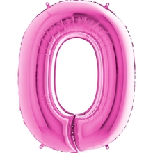 PALLONCINO MYLAR NUMERO 0 FUCSIA 100CM