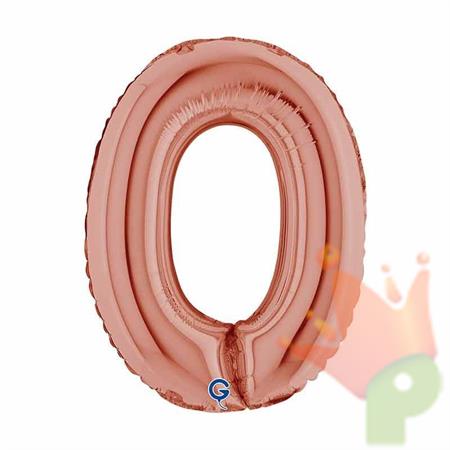 PALLONCINO MYLAR NUMERO 0 ROSE GOLD 36CM