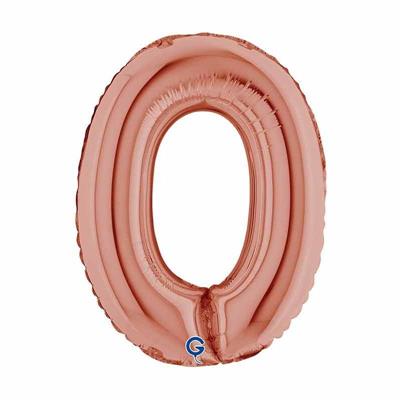 PALLONCINO MYLAR NUMERO 0 ROSE GOLD 36CM