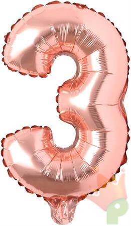 PALLONCINO MYLAR NUMERO 3 ROSE GOLD 35CM