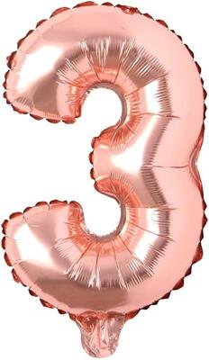 PALLONCINO MYLAR NUMERO 3 ROSE GOLD 35CM