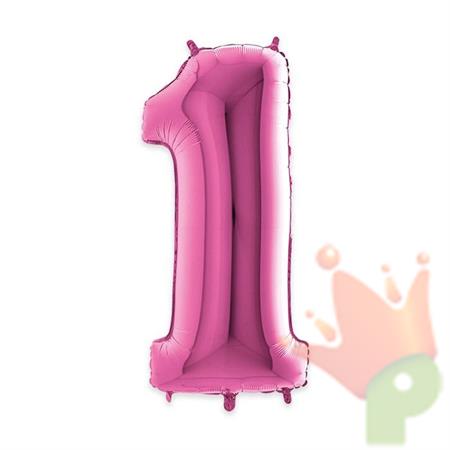 PALLONCINO MYLAR NUMERO 1 FUCSIA 36CM