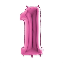 PALLONCINO MYLAR NUMERO 1 FUCSIA 36CM