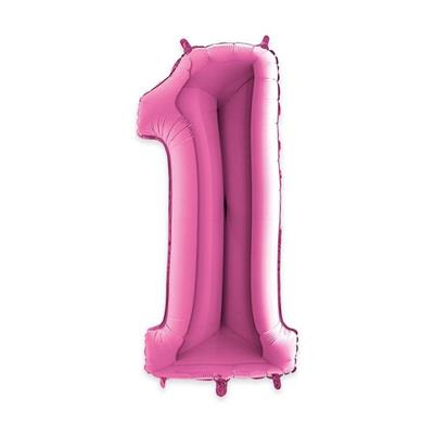 PALLONCINO MYLAR NUMERO 1 FUCSIA 36CM