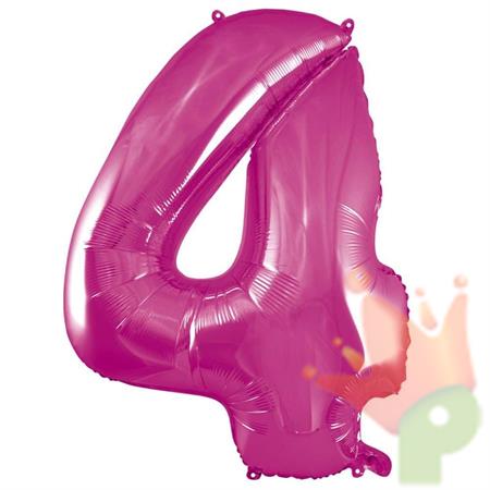 PALLONCINO MYLAR NUMERO 4 FUCSIA 100CM