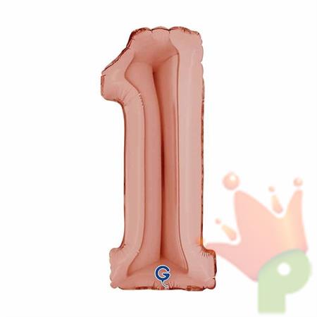 PALLONCINO MYLAR NUMERO 1 ROSE GOLD 36CM