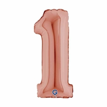 PALLONCINO MYLAR NUMERO 1 ROSE GOLD 36CM