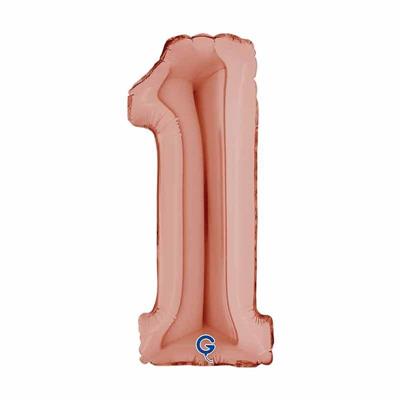 PALLONCINO MYLAR NUMERO 1 ROSE GOLD 36CM