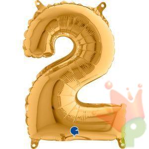 PALLONCINO MYLAR NUMERO 2 ORO 36CM