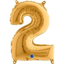 PALLONCINO MYLAR NUMERO 2 ORO 36CM