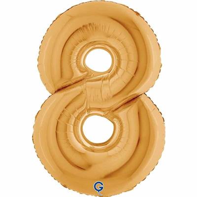 PALLONCINO MYLAR NUMERO 8 ORO 100CM