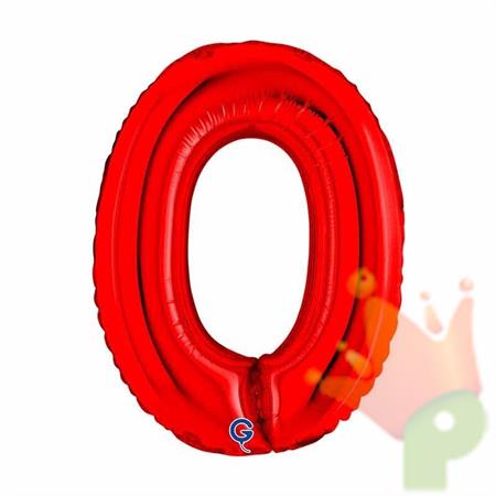 PALLONCINO MYLAR NUMERO 0 ROSSO 36CM