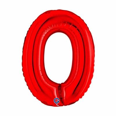 PALLONCINO MYLAR NUMERO 0 ROSSO 36CM