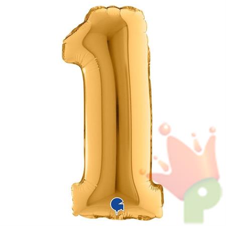 PALLONCINO MYLAR NUMERO 1 ORO 36CM