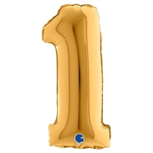 PALLONCINO MYLAR NUMERO 1 ORO 36CM