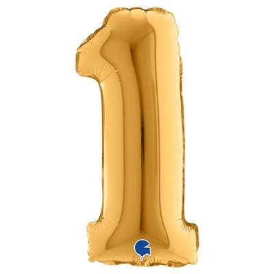 PALLONCINO MYLAR NUMERO 1 ORO 36CM