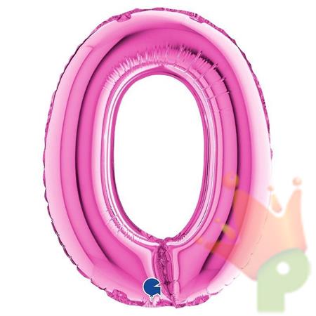 PALLONCINO MYLAR NUMERO 0 FUCSIA 36CM