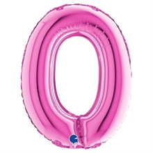 PALLONCINO MYLAR NUMERO 0 FUCSIA 36CM