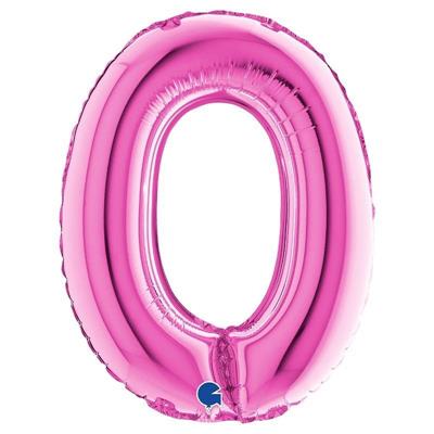PALLONCINO MYLAR NUMERO 0 FUCSIA 36CM
