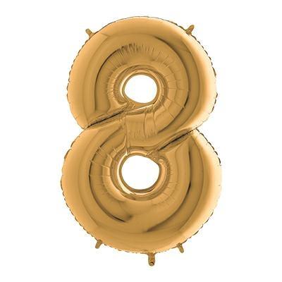 PALLONCINO MYLAR NUMERO 8 ORO 100CM