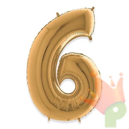 PALLONCINO MYLAR NUMERO 6 ORO 100CM