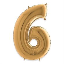 PALLONCINO MYLAR NUMERO 6 ORO 100CM