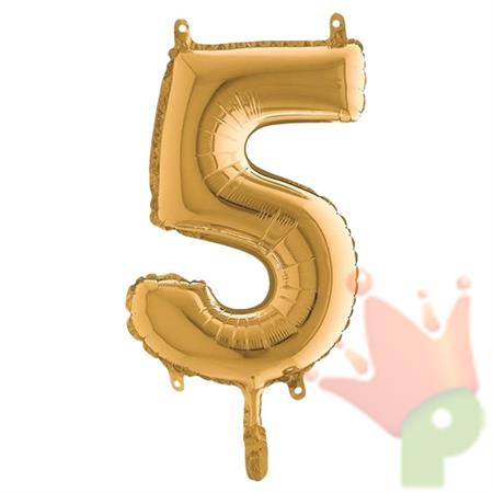 PALLONCINO MYLAR NUMERO 5 ORO 36CM