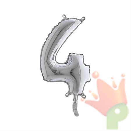 PALLONCINO MYLAR NUMERO 4 ARGENTO 36CM
