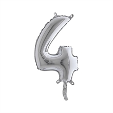 PALLONCINO MYLAR NUMERO 4 ARGENTO 36CM