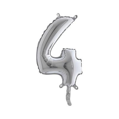 PALLONCINO MYLAR NUMERO 4 ARGENTO 36CM