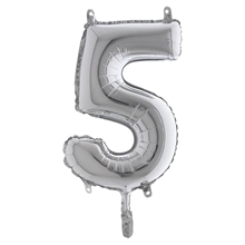 PALLONCINO MYLAR NUMERO 5 ARGENTO 36CM