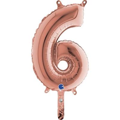 PALLONCINO MYLAR NUMERO 6 ROSE GOLD 35CM