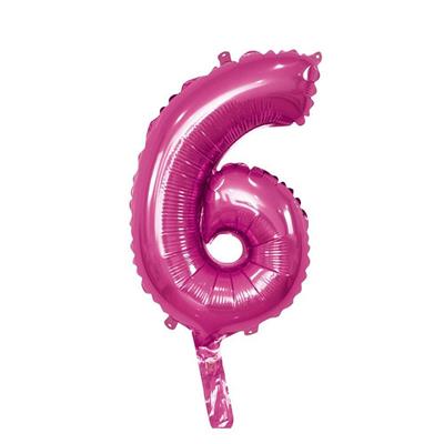 PALLONCINO MYLAR NUMERO 6 FUCSIA 35CM
