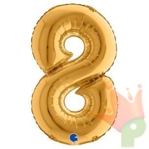 PALLONCINO MYLAR NUMERO 8 ORO 36CM