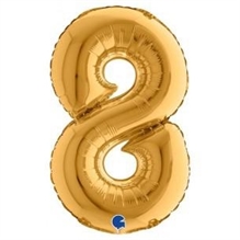 PALLONCINO MYLAR NUMERO 8 ORO 36CM